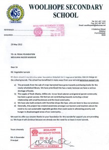 Woolhope letter of appreciation