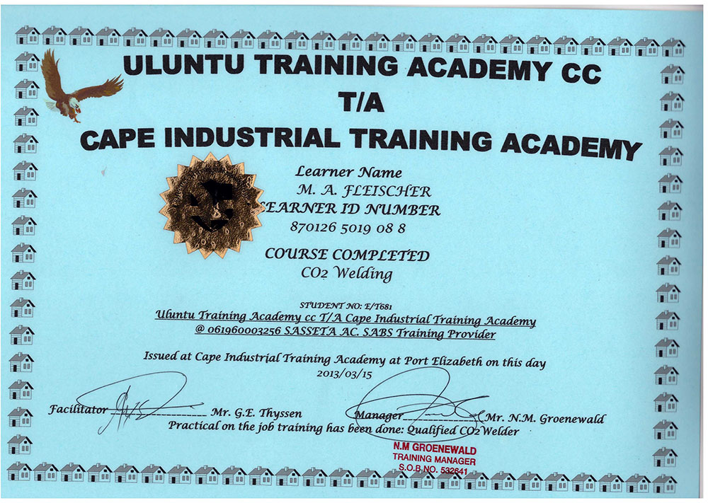M A Fleisher Co2 Welding Al Fidaa Foundation